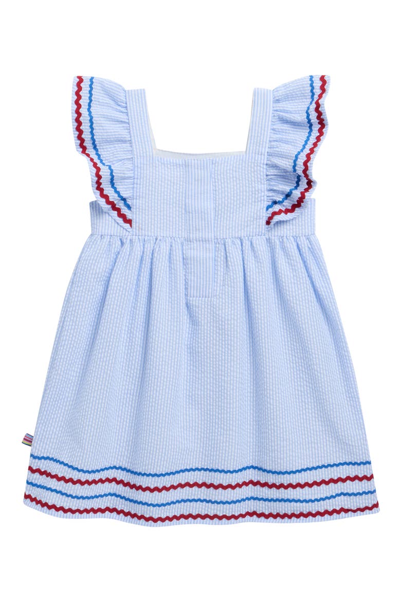 Kids' Stripe Flutter Sleeve Seersucker Dress, Alternate, color, BLUE