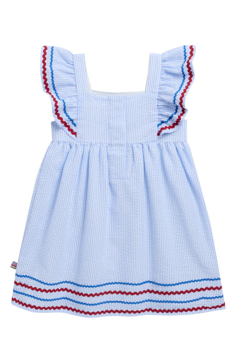Magnetic Me Kids' Stripe Flutter Sleeve Seersucker Dress, Alternate, color, Blue
