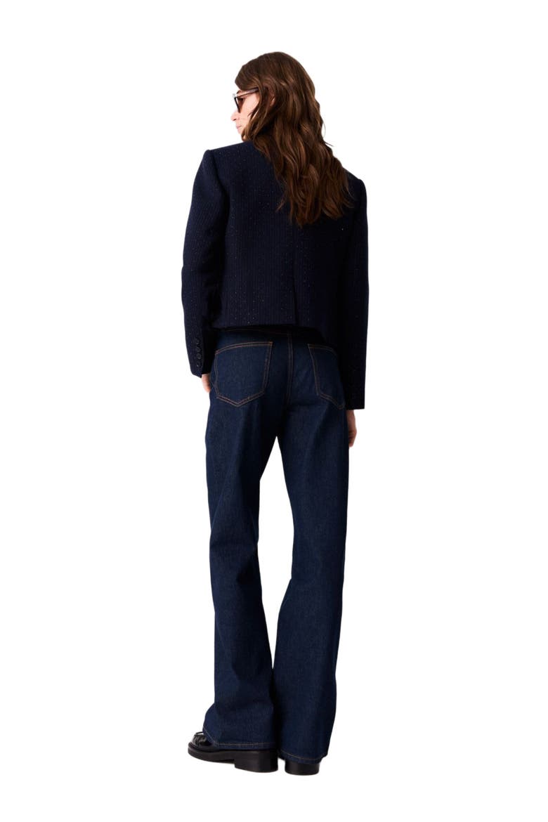 Cropped suit jacket, Alternate, color, Navy