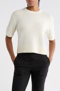 Theory Cashmere Short Sleeve Crop Sweater