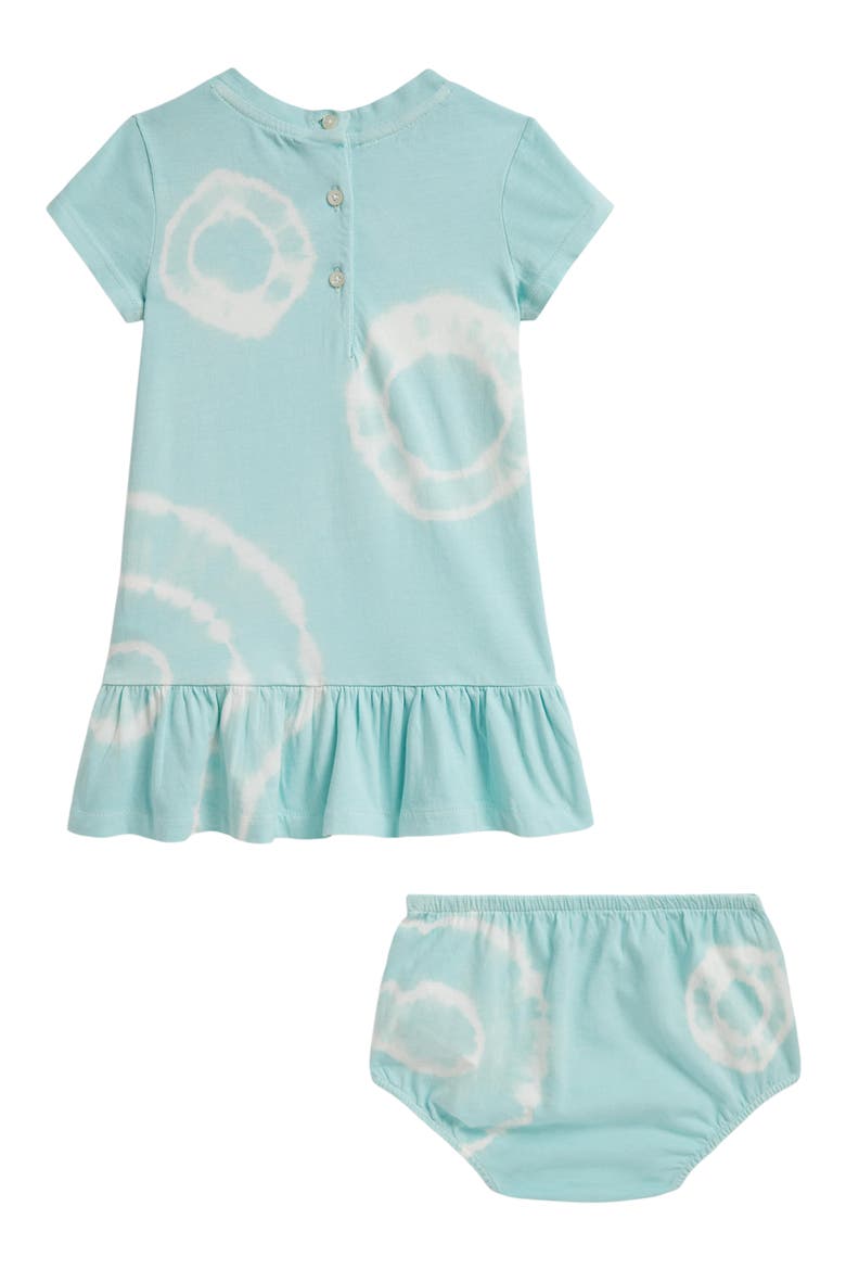 Tie Dye Polo Bear Cotton Dress & Bloomers Set, Alternate, color, PARAKEET TIE DYE