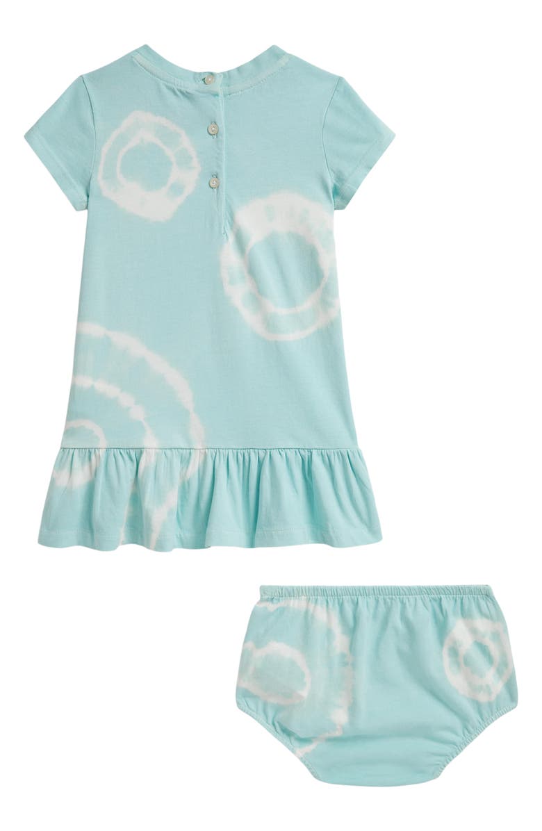 Ralph Lauren Tie Dye Polo Bear Cotton Dress & Bloomers Set, Alternate, color, Parakeet Tie Dye