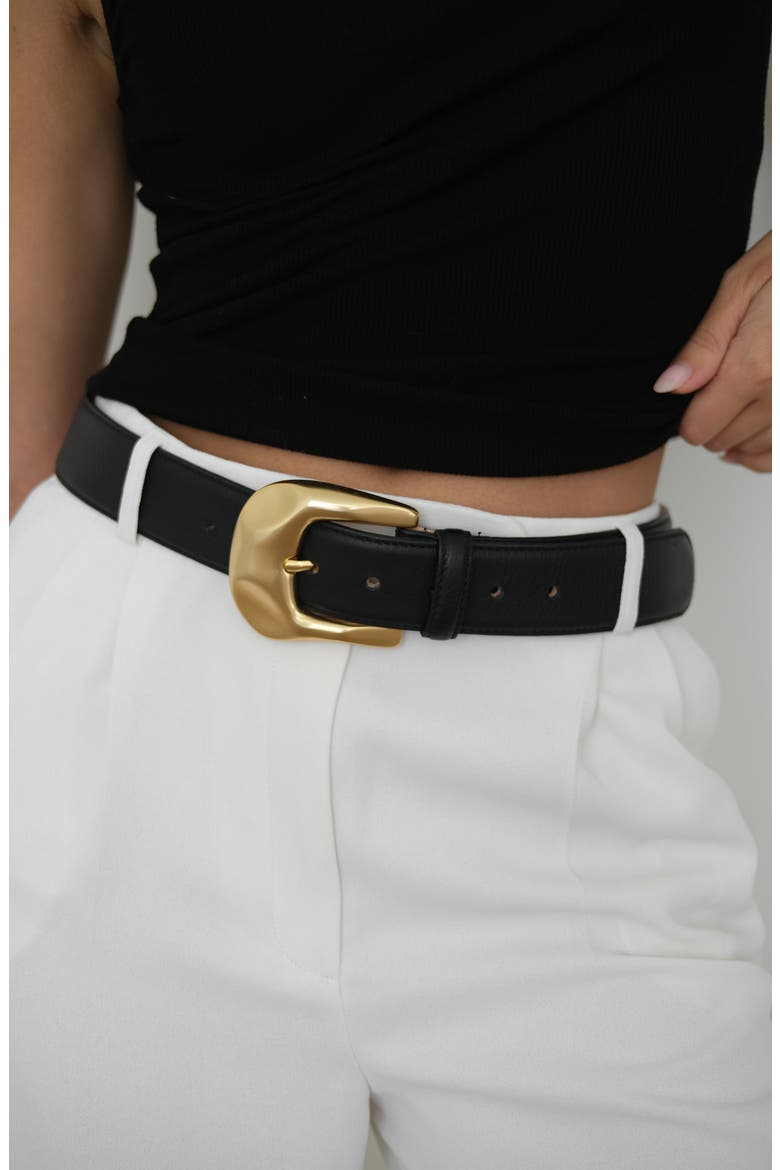 No. 11 Leather Belt, Alternate, color, BLACK GOLD