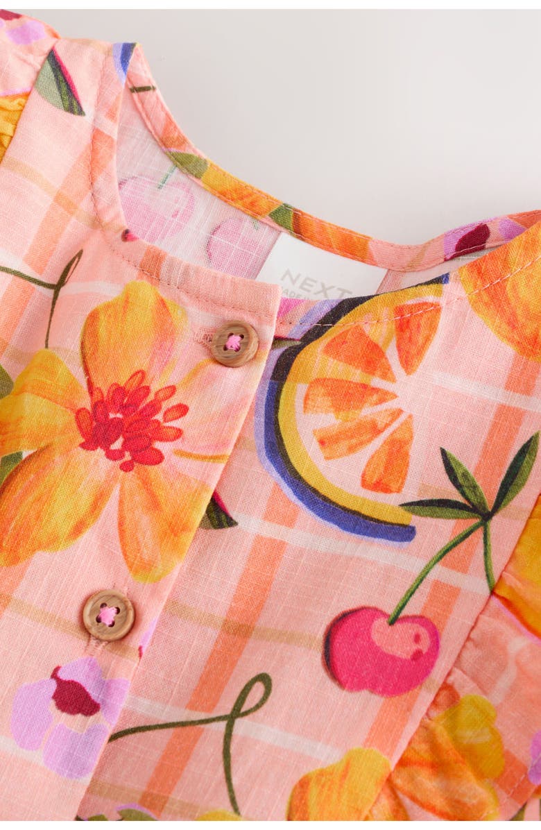 NEXT Kids' Fruit Print Cotton Frill Dress, Alternate, color, Orange