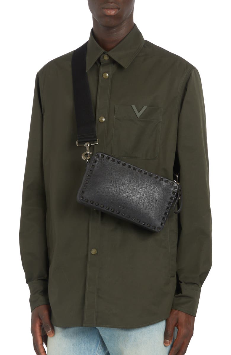 Valentino Garavani Rockstud Grainy Leather Crossbody Bag, Alternate, color,