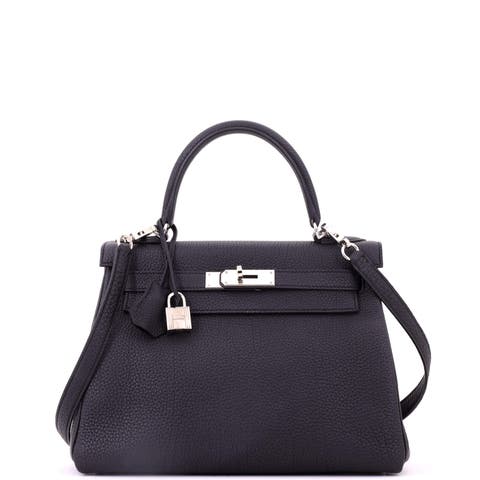 Kelly Handbag Black Togo with Palladium Hardware 28