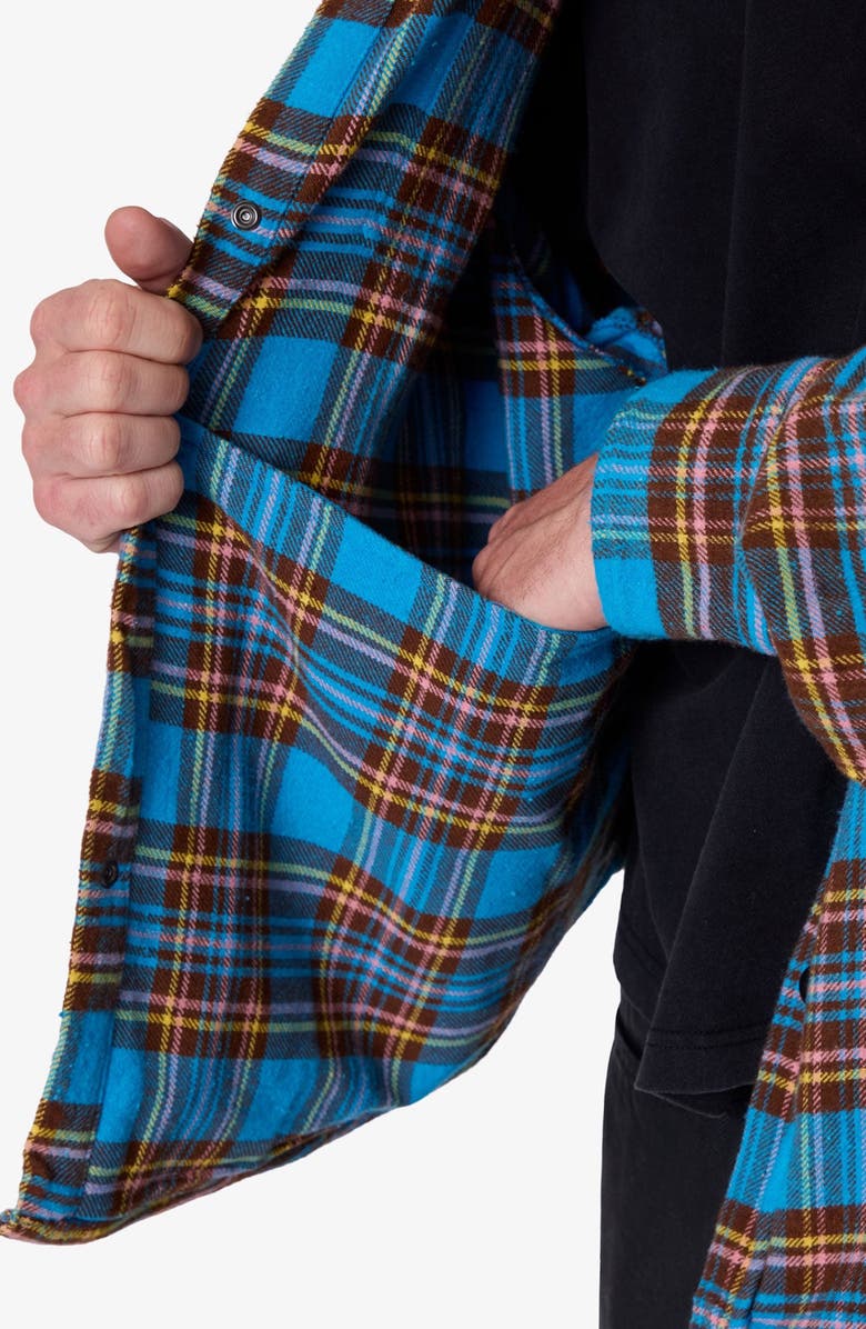 mnml Faded Hooded Flannel Shirt, Alternate, color, Washed Blue