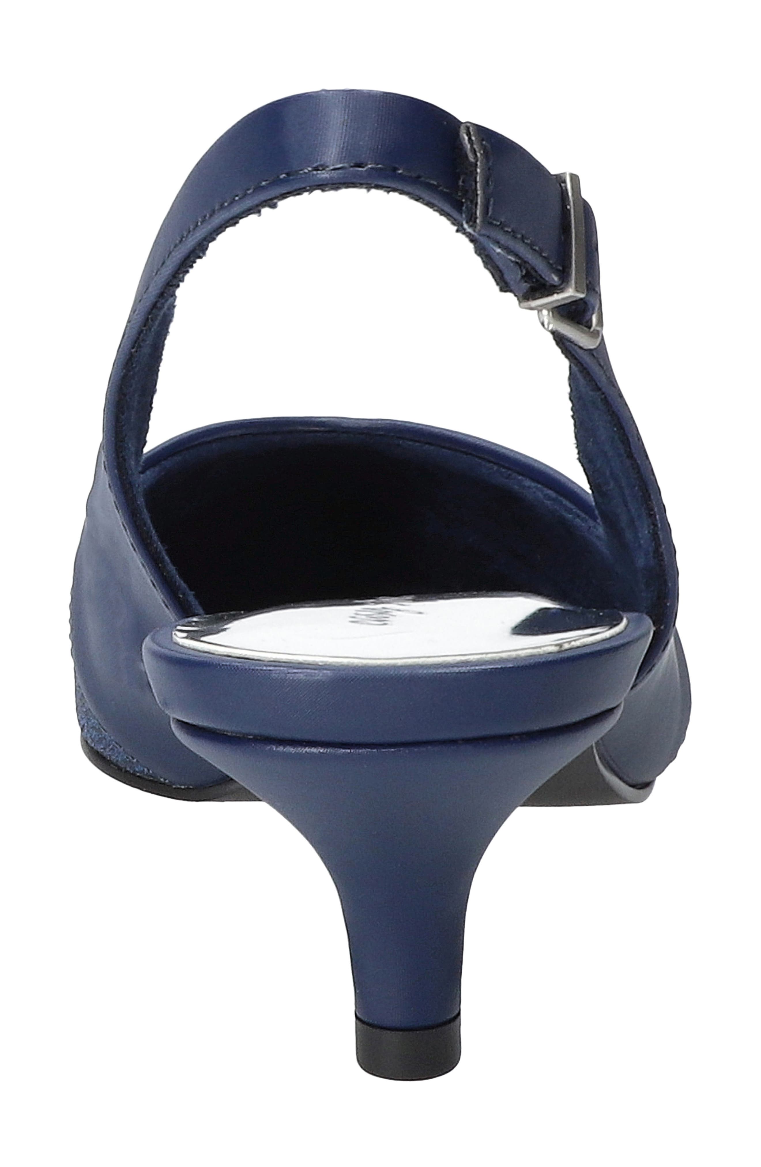 EASY STREET Vivid Kitten Heel Slingback Pump, Alternate, color, Navy Satin-Glitter