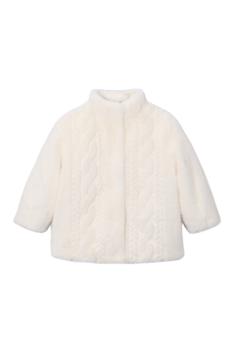 Cable-Knit Faux Fur Coat, Main, color, White