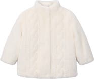 Mayoral Cable-Knit Faux Fur Coat