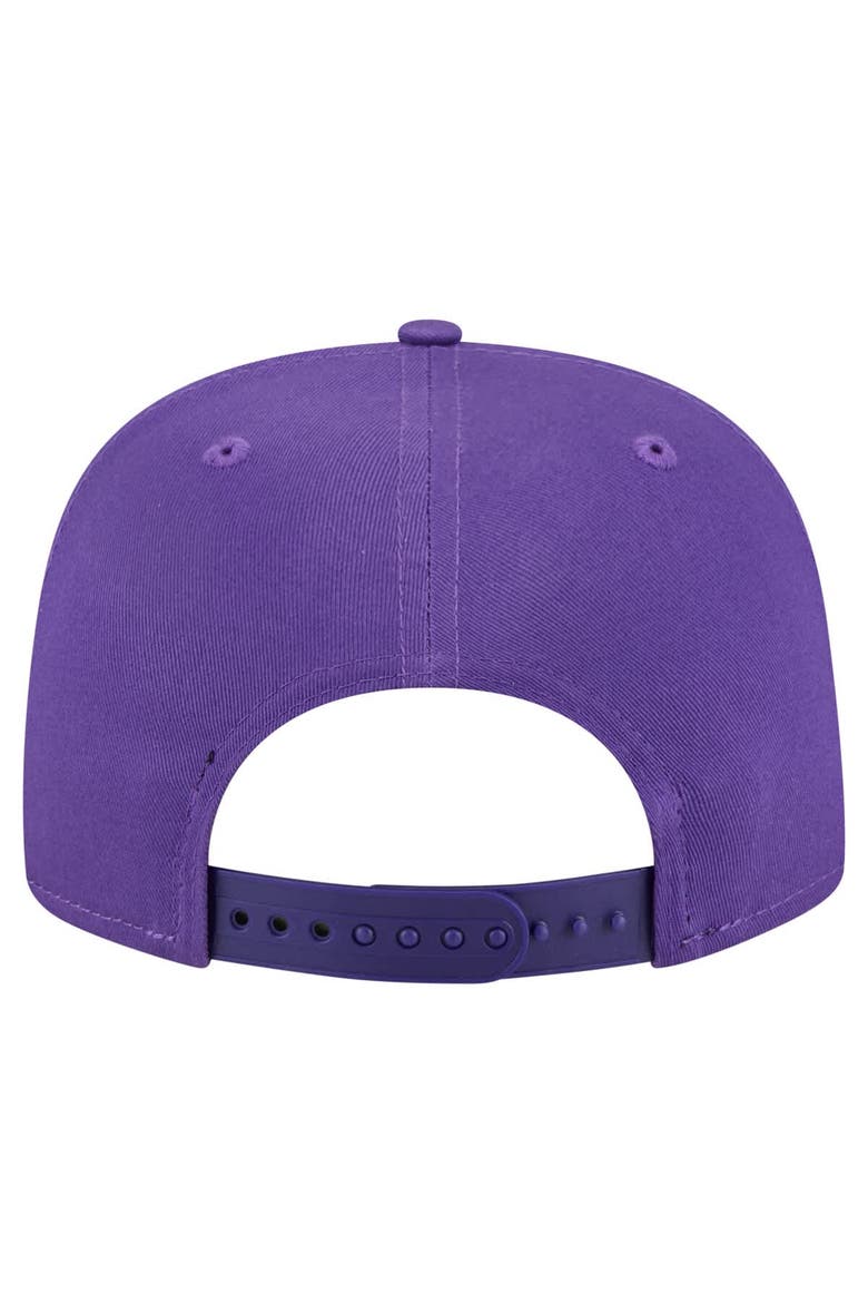 Men's New Era Purple Los Angeles Lakers Team Text Golfer Snapback Hat, Alternate, color, Purple
