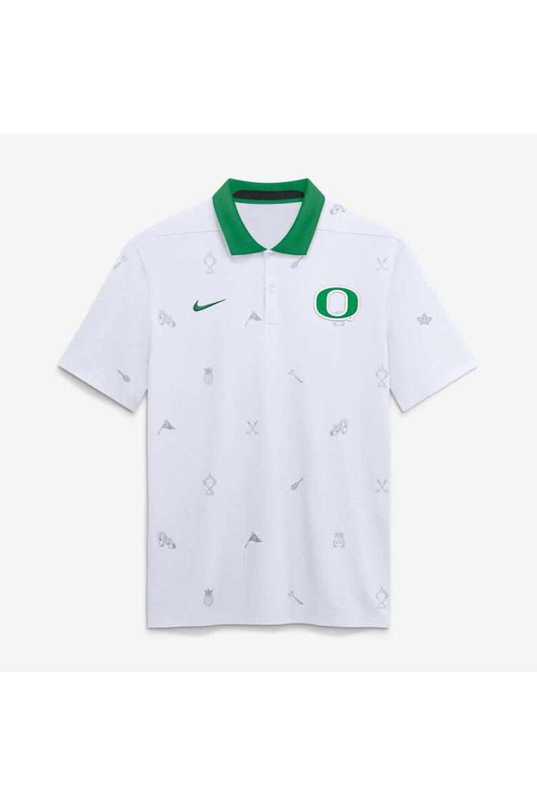 Men's Nike White Oregon Ducks Vapor Pattern Dri-FIT Polo, Main, color, White
