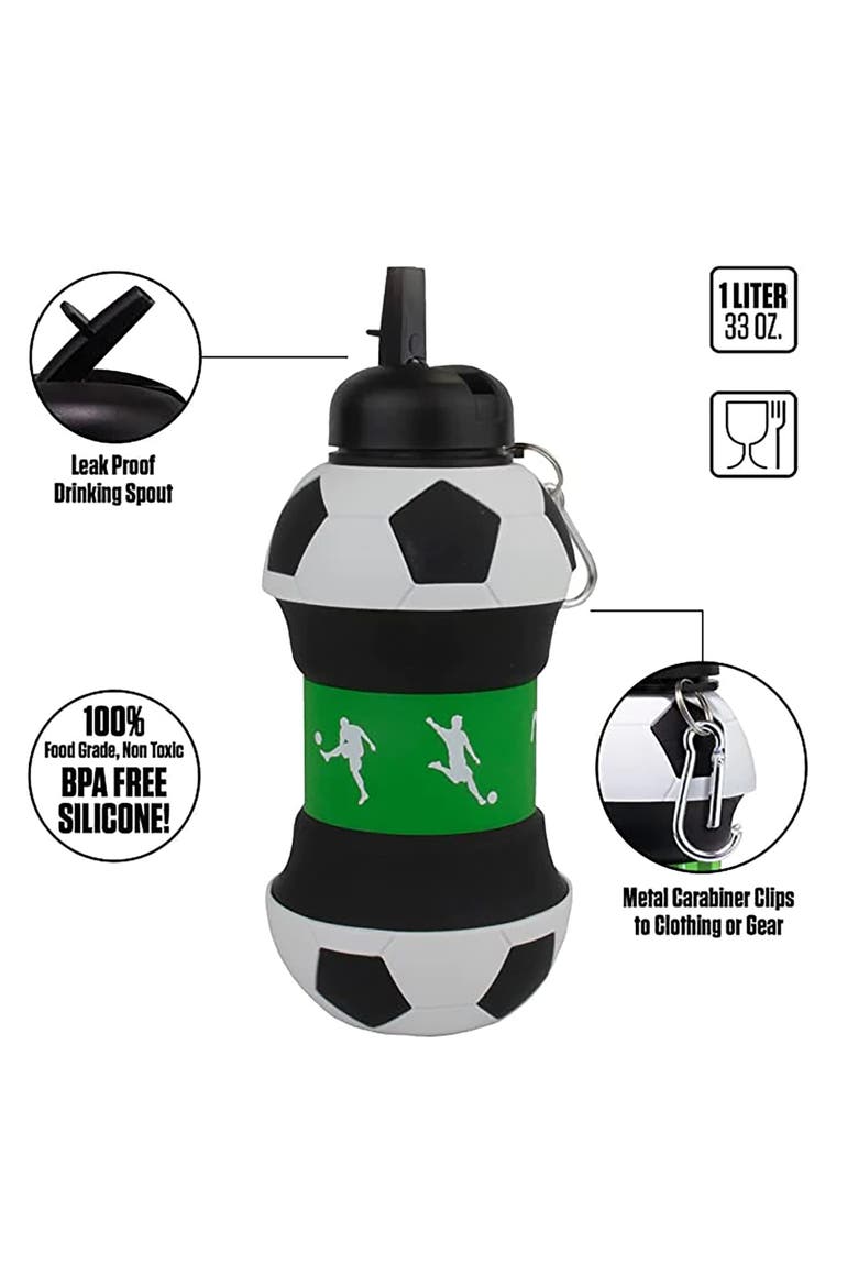 Collapsible 1 Liter Water Bottle Soccer Ball, Alternate, color, Multicolored
