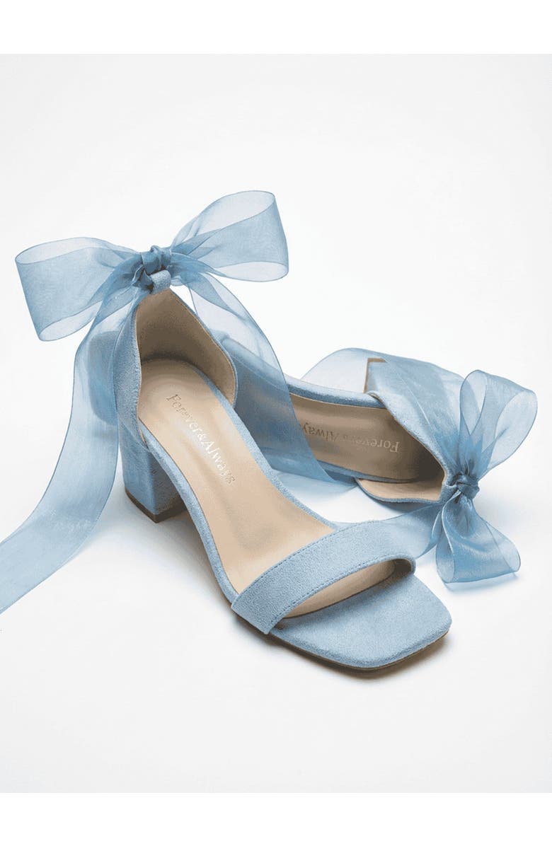 Forever & Always Shoes Rova Bow Block Heel Sandal, Alternate, color, Blue