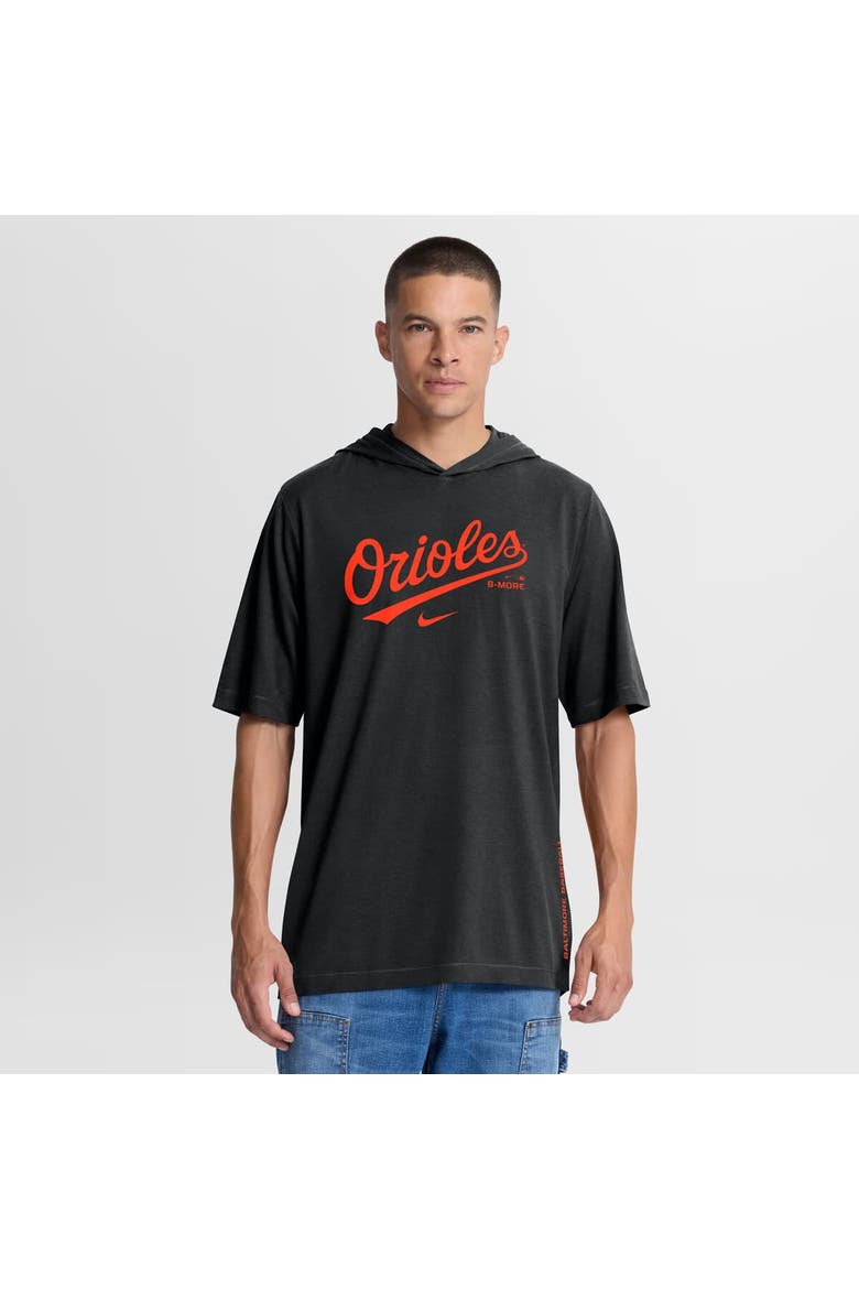 Men's Nike Black Baltimore Orioles Arched Wordmark Tri-Blend Hooded T-Shirt, Main, color, Black
