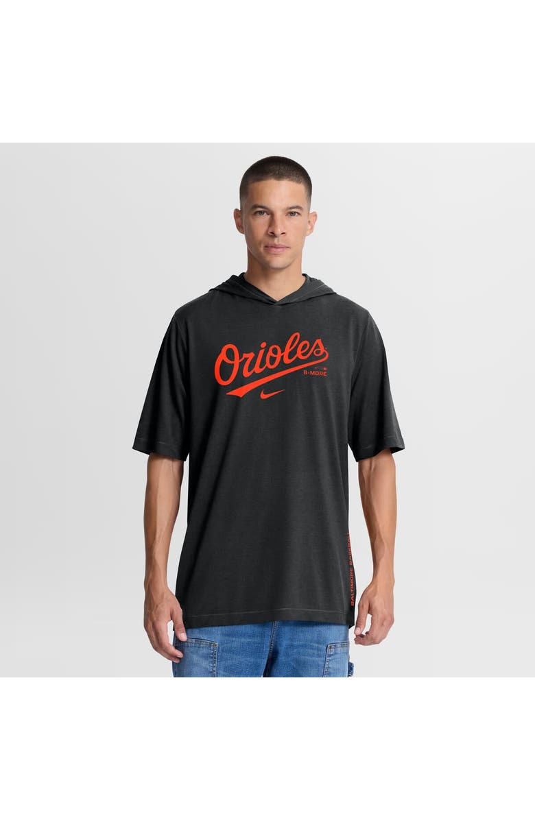 Nike Men's Nike Black Baltimore Orioles Arched Wordmark Tri-Blend Hooded T-Shirt, Main, color, Black