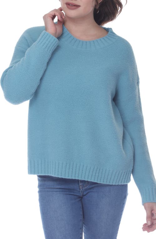 Rain And Rose Plush Crew Neck Pullover Sweater In Blue