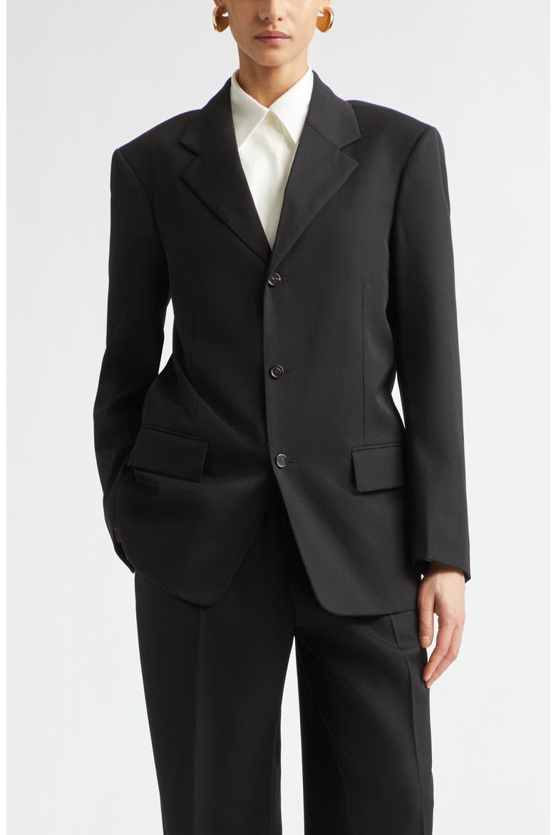 Oversize Wool Grain de Poudre Jacket, Main, color, 1010 DOUBLE BLACK