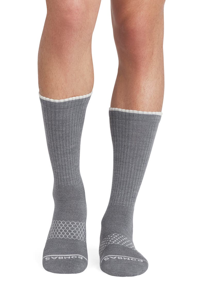 Merino Wool Blend Calf Socks, Alternate, color, STORM GREY HEATHER