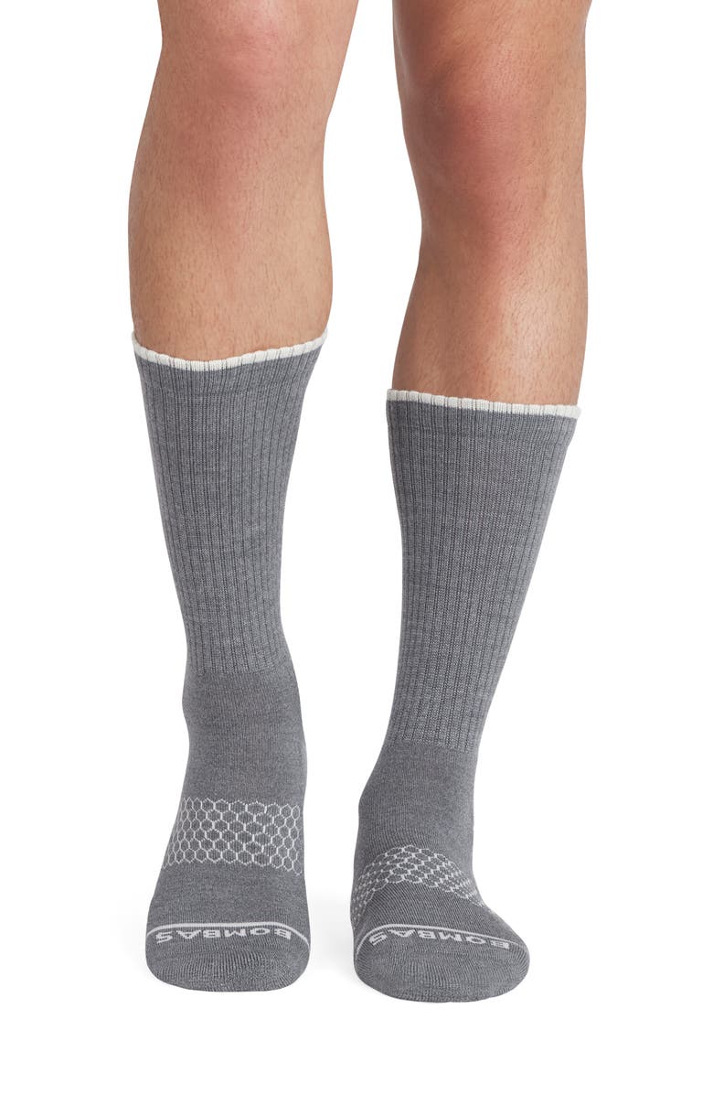 Bombas Merino Wool Blend Calf Socks, Alternate, color, Storm Grey Heather