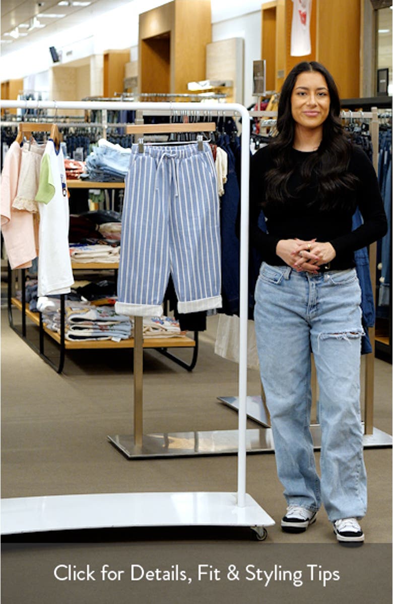 Kids' Stripe Cuffed Cotton Drawstring Pants, sales video thumbnail