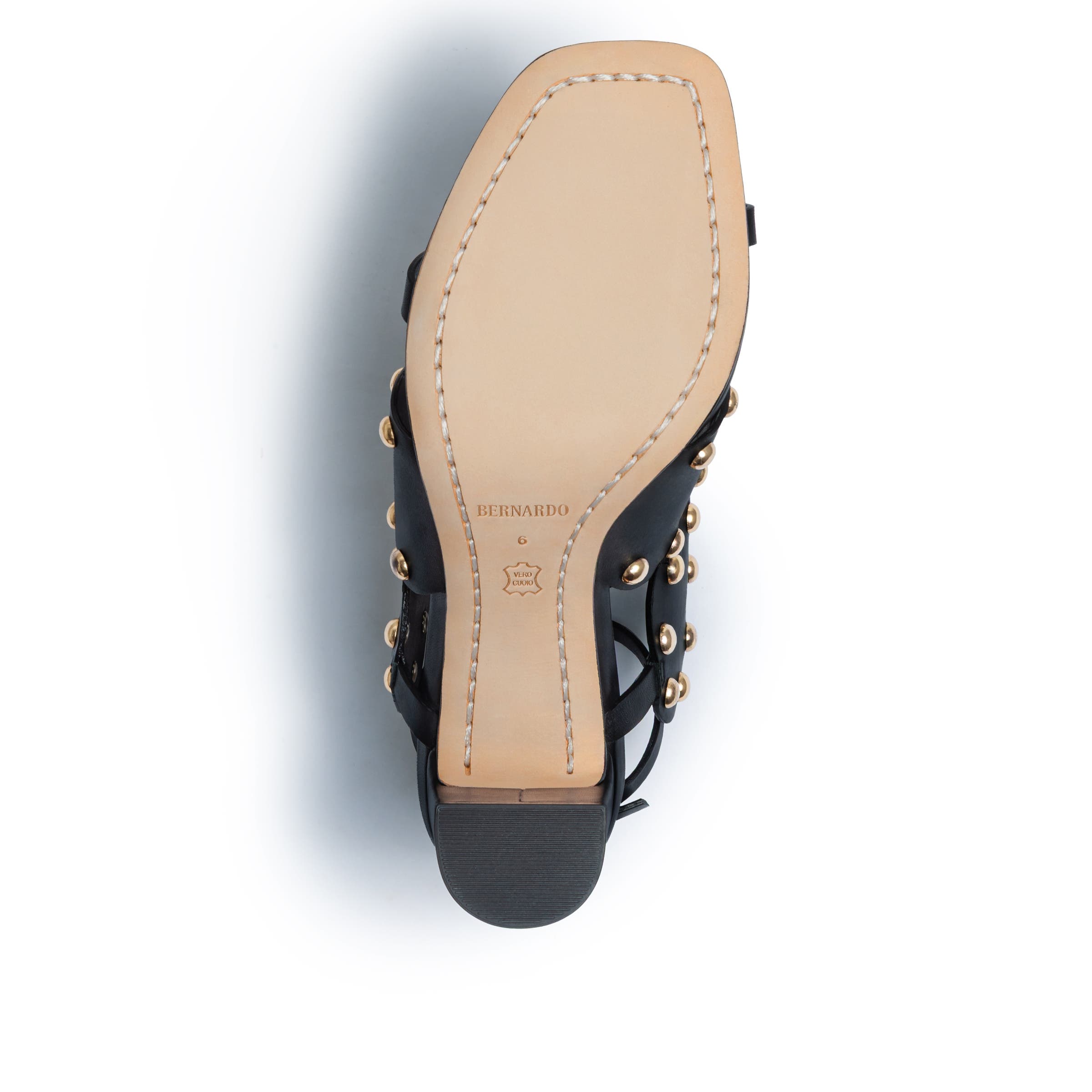 Bernardo 1946 Footwear New Moon 75 Studded Heeled Sandal, Alternate, color, Black