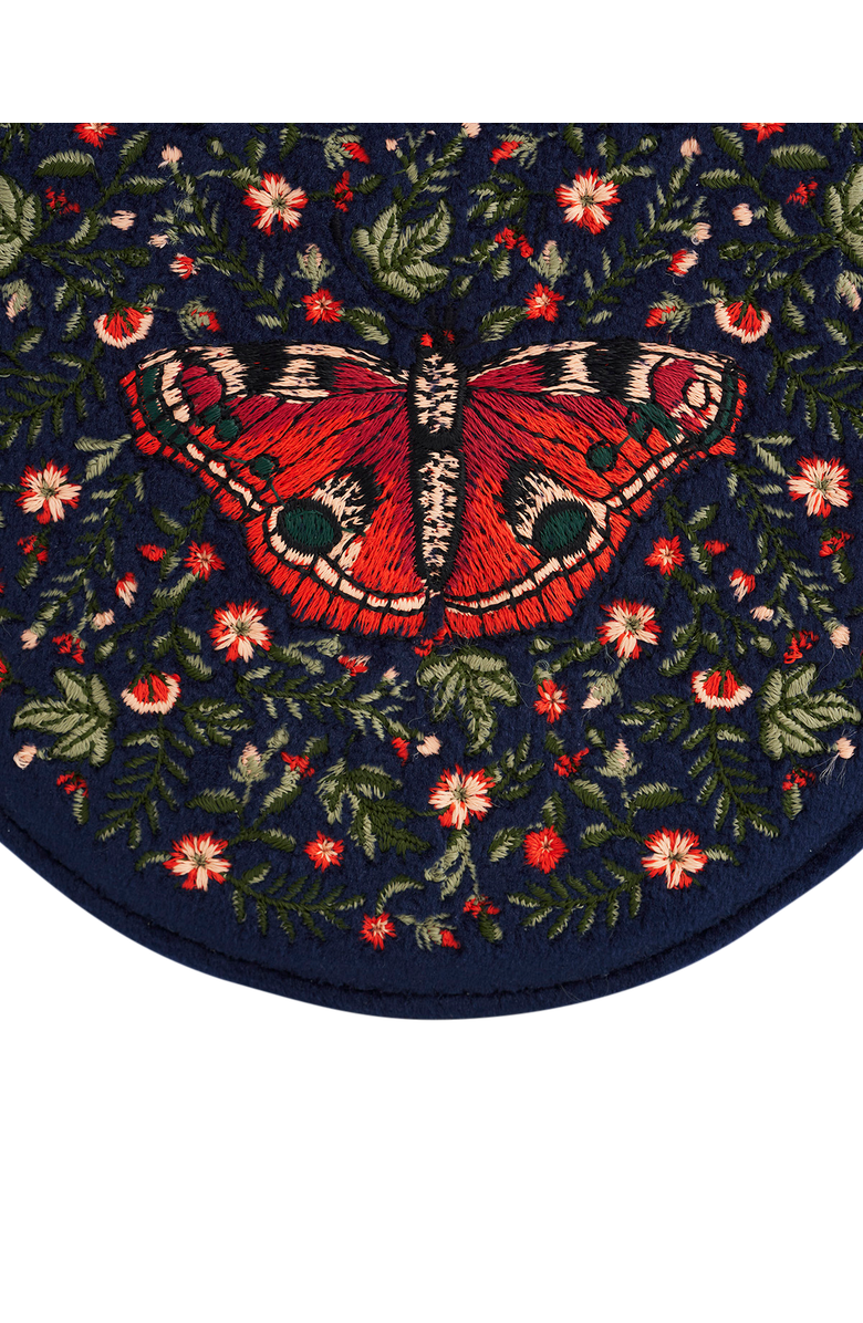 Fable England Butterfly Velvet Embroidered Circle Jewellery Box, Alternate, color, Navy