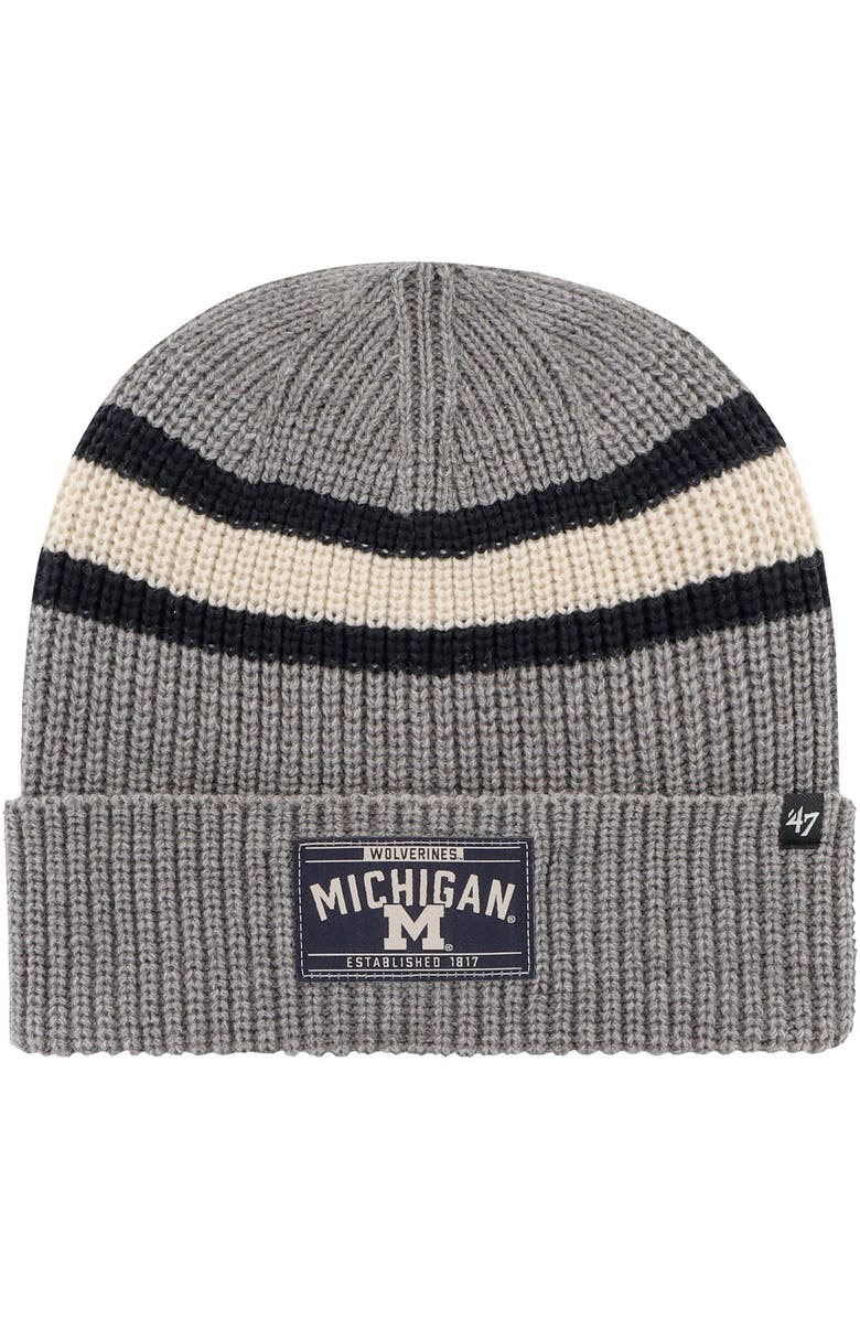 '47 Men's '47 Charcoal Michigan Wolverines Penobscot Cuffed Knit Hat, Main, color, 