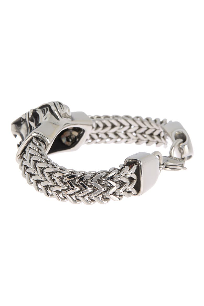 Lion Head Station Bracelet, Alternate, color, METALLIC