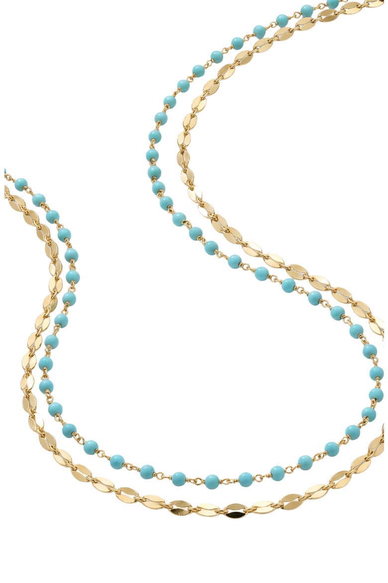 Layered Beaded Anklet, Alternate, color, GOLD/ TURQUOISE