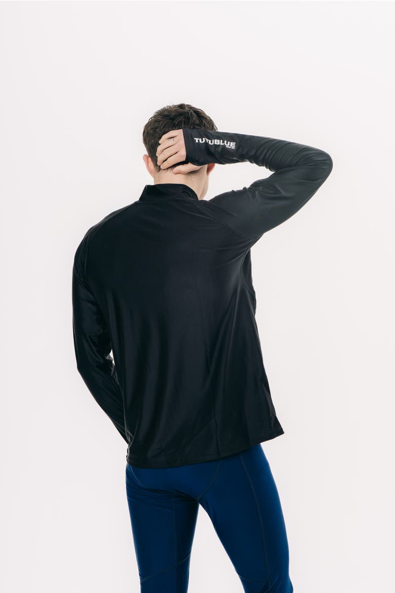 Men's Full Zip-Front Rash Guard Swim Top - UPF 50+, Alternate, color, Deep Black