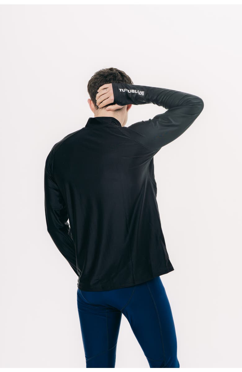 TUTUBLUE Men's Full Zip-Front Rash Guard Swim Top - UPF 50+, Alternate, color, Deep Black