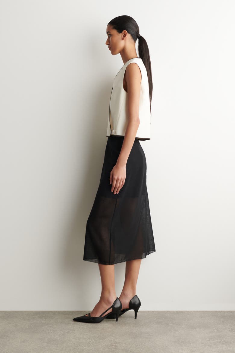 Contrast-trimmed Wrap Vest, Alternate, color, WHITE / BROWN