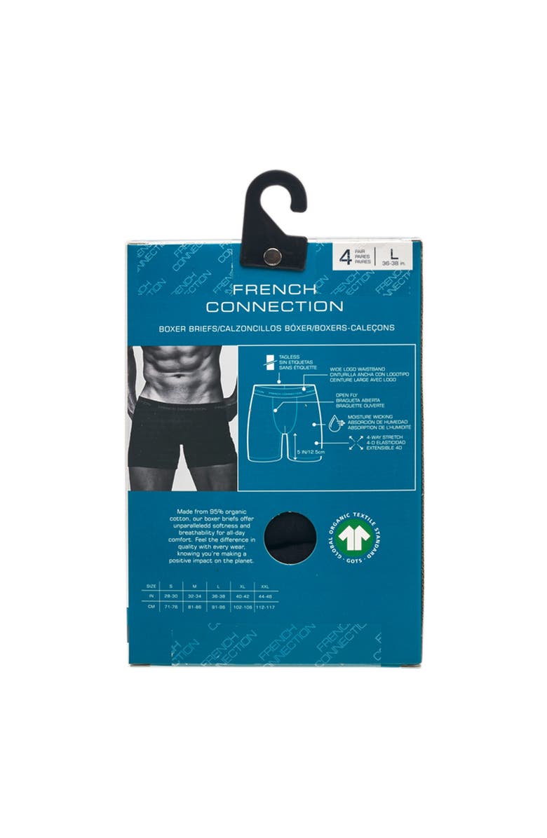 French Connection 4-Pack Cotton Boxer Brief, Alternate, color, Black White