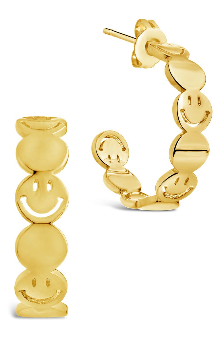 Smile Hoop Earrings, Main, color, GOLD
