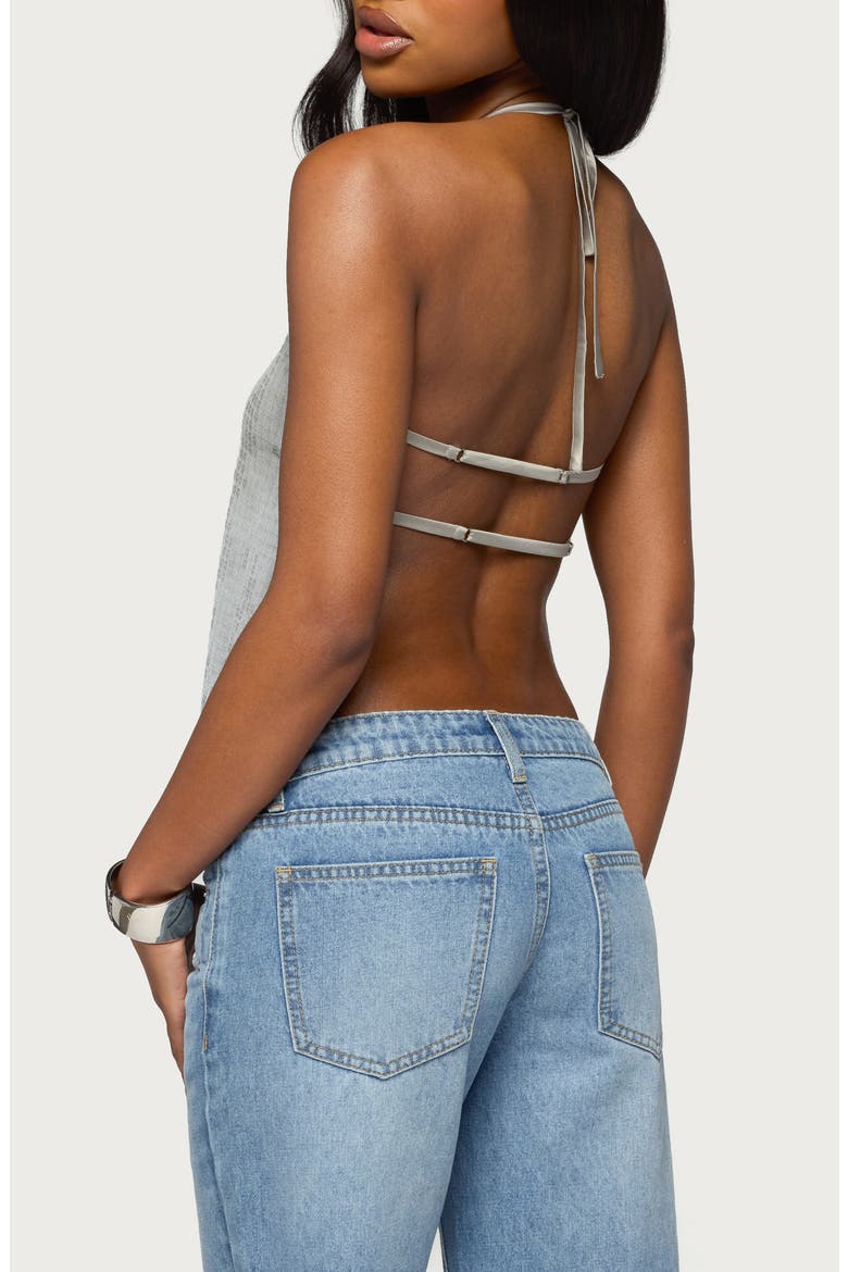 Itara Sequin Open Back Halter Top, Alternate, color, SILVER