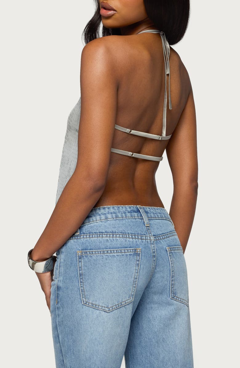 EDIKTED Itara Sequin Open Back Halter Top, Alternate, color,