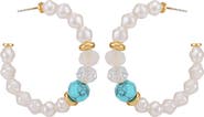GUESS Beaded & Faux Pearl Hoop Earrings