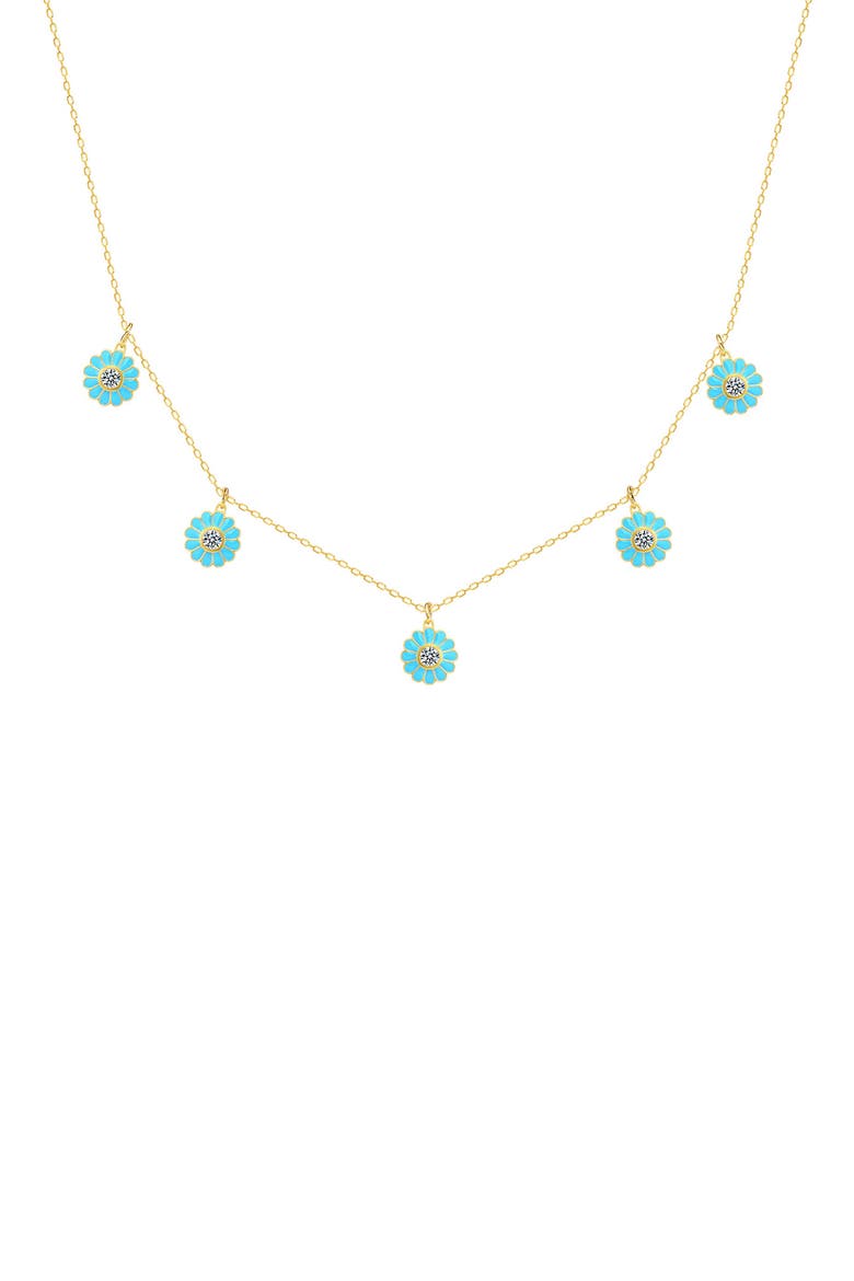 Vacay Dreamy Collection 14K Gold Plated Sterling Silver Turquoise Multi Daisy Necklace, Main, color, GOLD