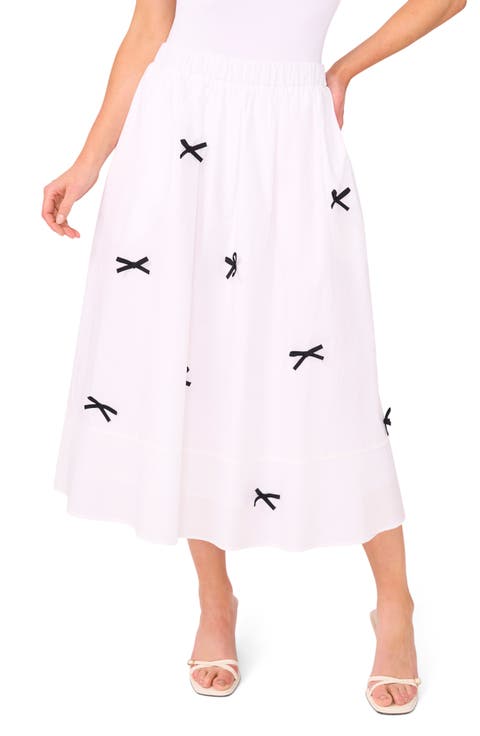 Bow Print Midi Skirt