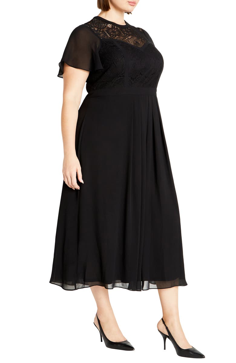 City Chic Niki Embroidered Lace Fit & Flare Dress, Alternate, color, 