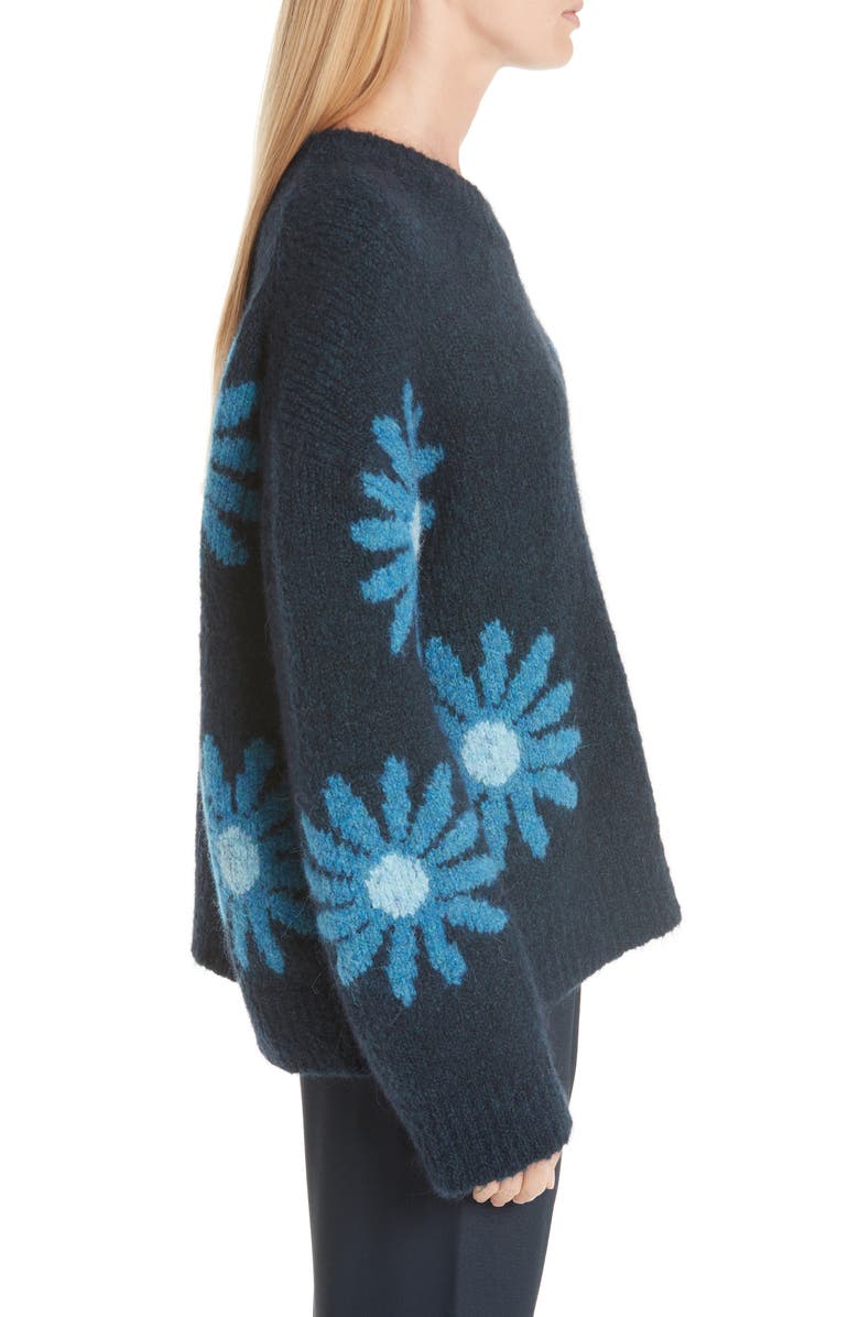 Mansur Gavriel Floral Alpaca & Wool Blend Sweater, Alternate, color, 