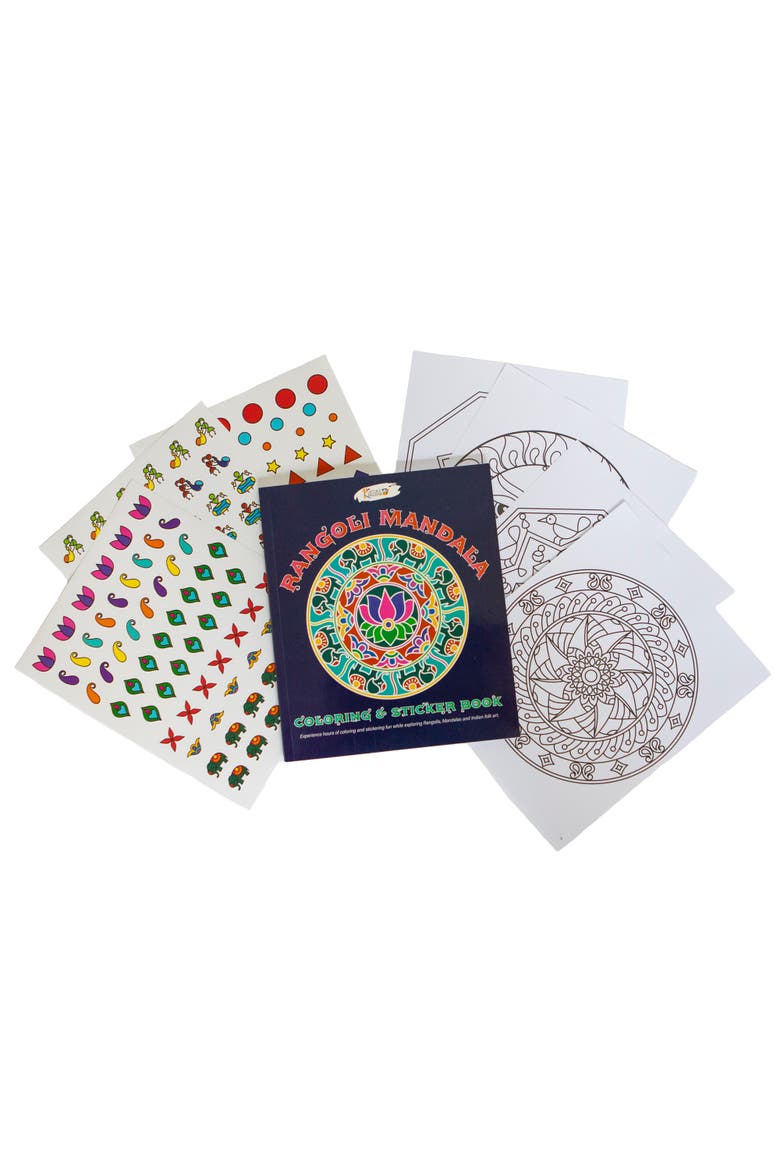 Rangoli Mandala Bundle Puzzle & Coloring + Sticker Book, 48 Piece Puzzle, Alternate, color, Multicolored
