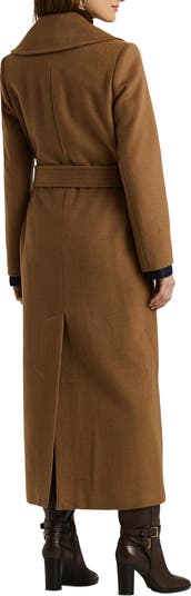 Belted Wool Blend Wrap Coat