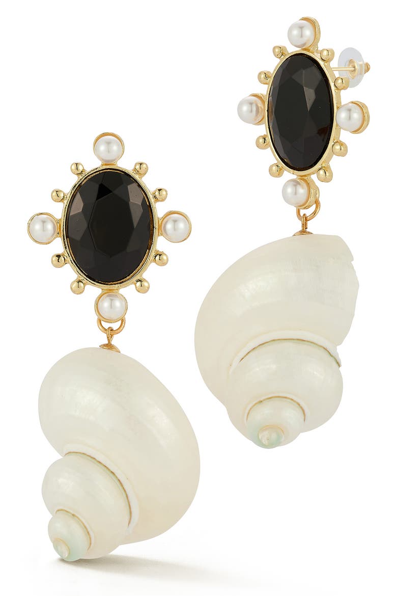 Shell Drop Earrings, Main, color, GOLD