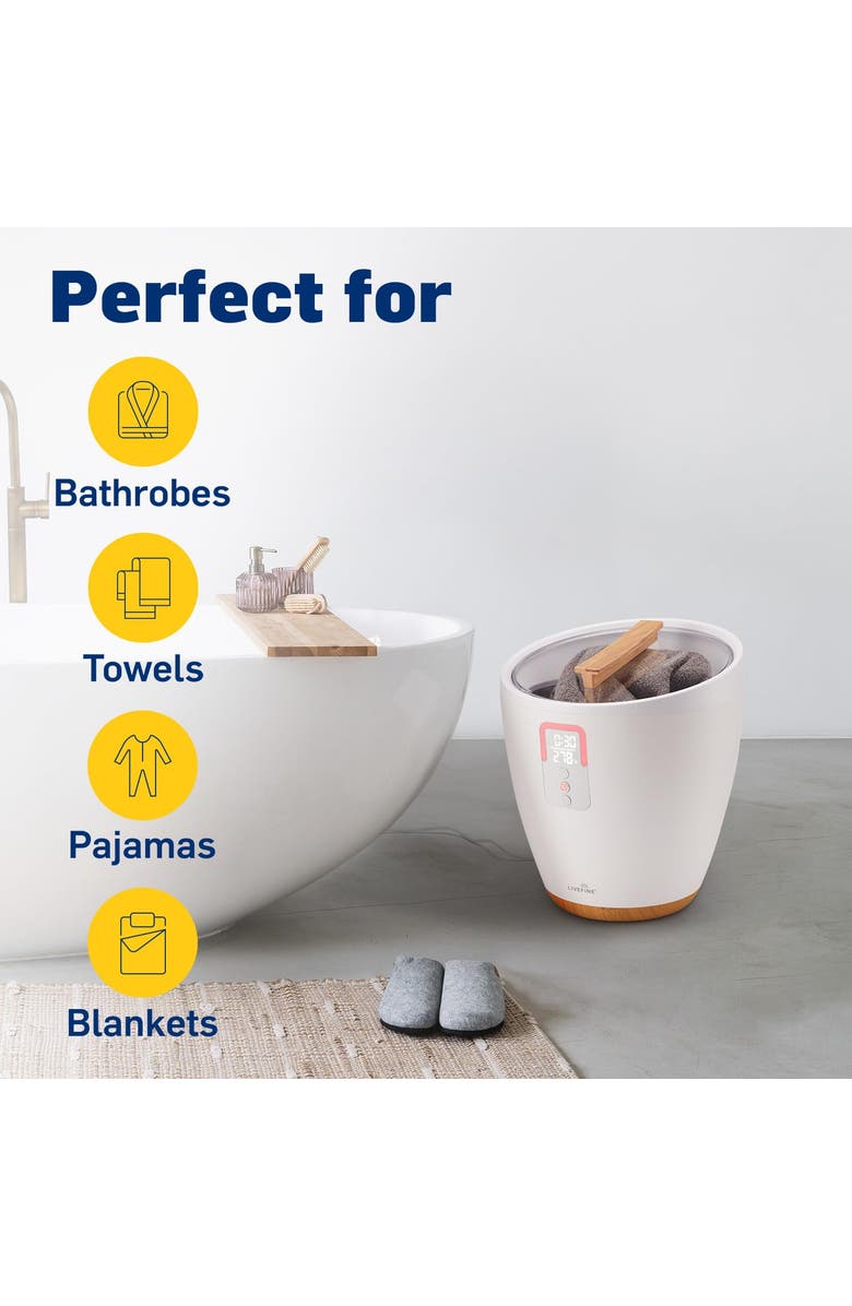 Live Fine Towel Warmer, Small Bucket Style Towel Heater with LED Display, Adjustable Timer, & More!, Alternate, color, White