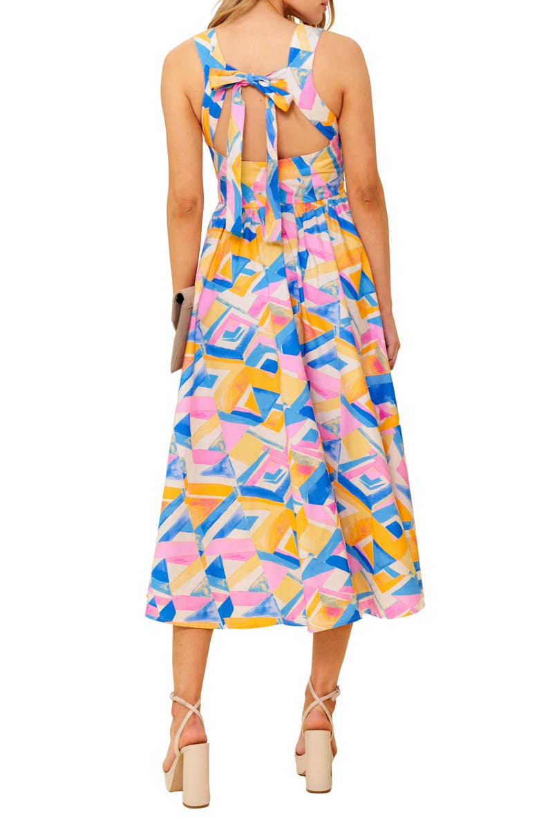 FLYING TOMATO Geometric Print Cotton Midi Sundress, Alternate, color, Powder Blue/ Pink