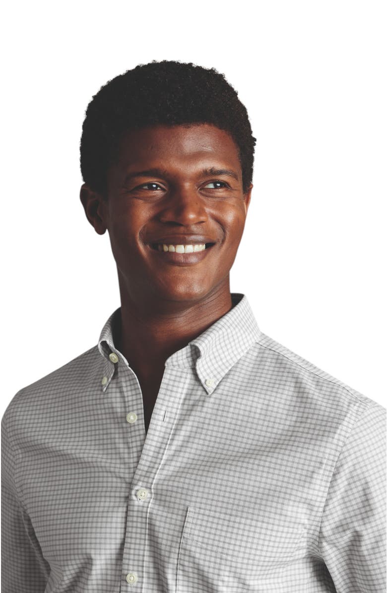 Charles Tyrwhitt Non-Iron Stretch Oxford Check Shirt, Alternate, color, Silver Grey