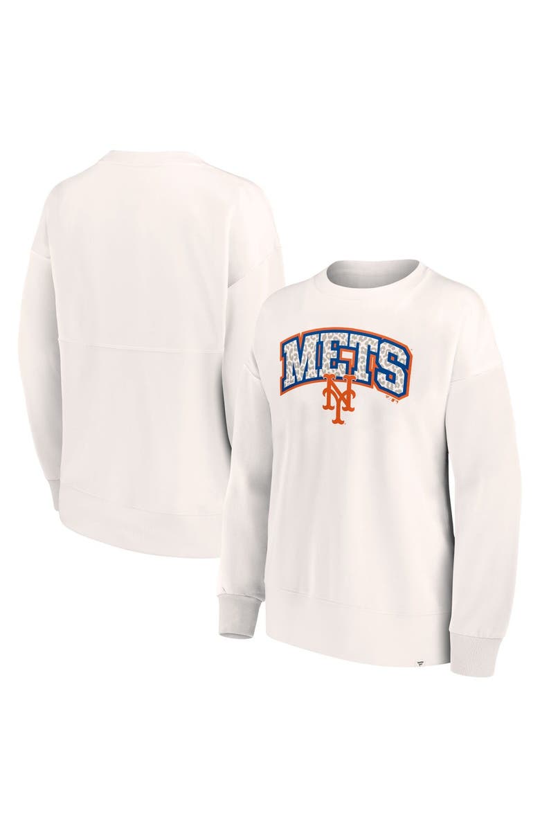 FANATICS Women's Fanatics Cream New York Mets Leopard Pullover Sweatshirt, Alternate, color, 