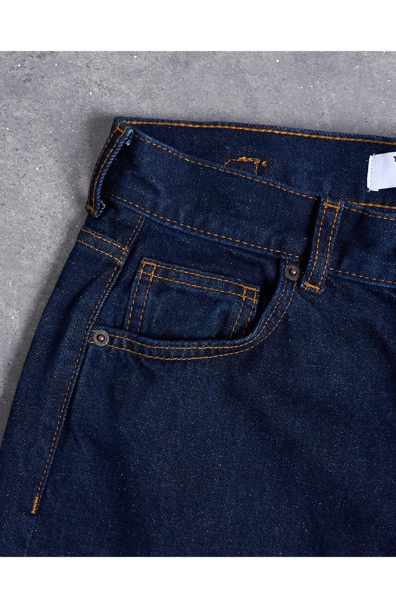 Topshop Cinch Back Low Rise Relaxed Straight Leg Jeans, Alternate, color, Medium Blue